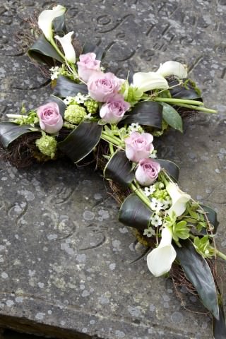 Flower Delivery Liverpool Calla Lily and Rose Funeral Cross