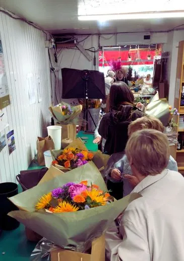 Seasonal handtied bouquet created at the Booker Flowers Handtied Flower Arranging Class in Liverpool