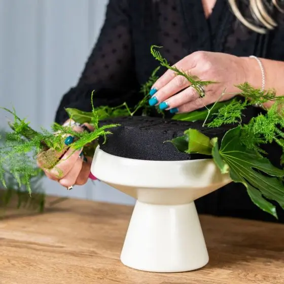 Oasis renewal floral foam being used in an arrangement