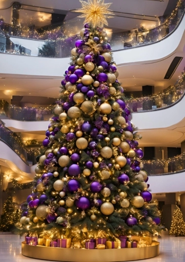 Christmas Tree Gold and Purple Deluxe