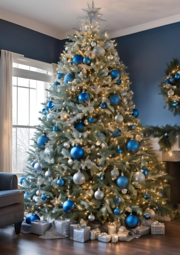 Deluxe Christmas Tree Blue and Silver