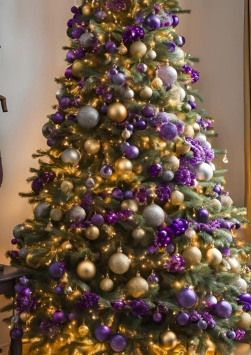 Deluxe Christmas Tree Gold and Purple