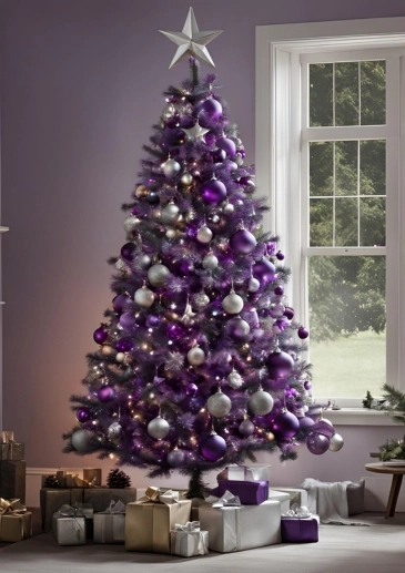 Deluxe Christmas Tree Purple and Silver