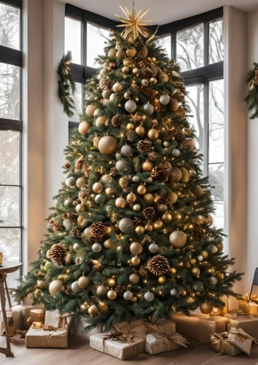 Delxue Christmas Tree Natural Gold