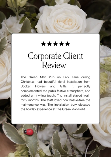 Booker Flowers and Gifts Corporate Client Review The Green+Man Pub