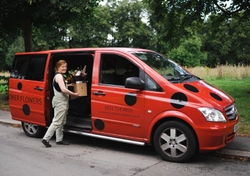 Booker Flowers and Gifts Liverpool delivery of flowers in our prompt van