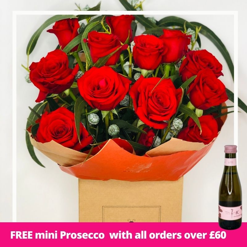 12 Red Roses from Booker Flowers and Gifts, Valentines Flowers Delivered
