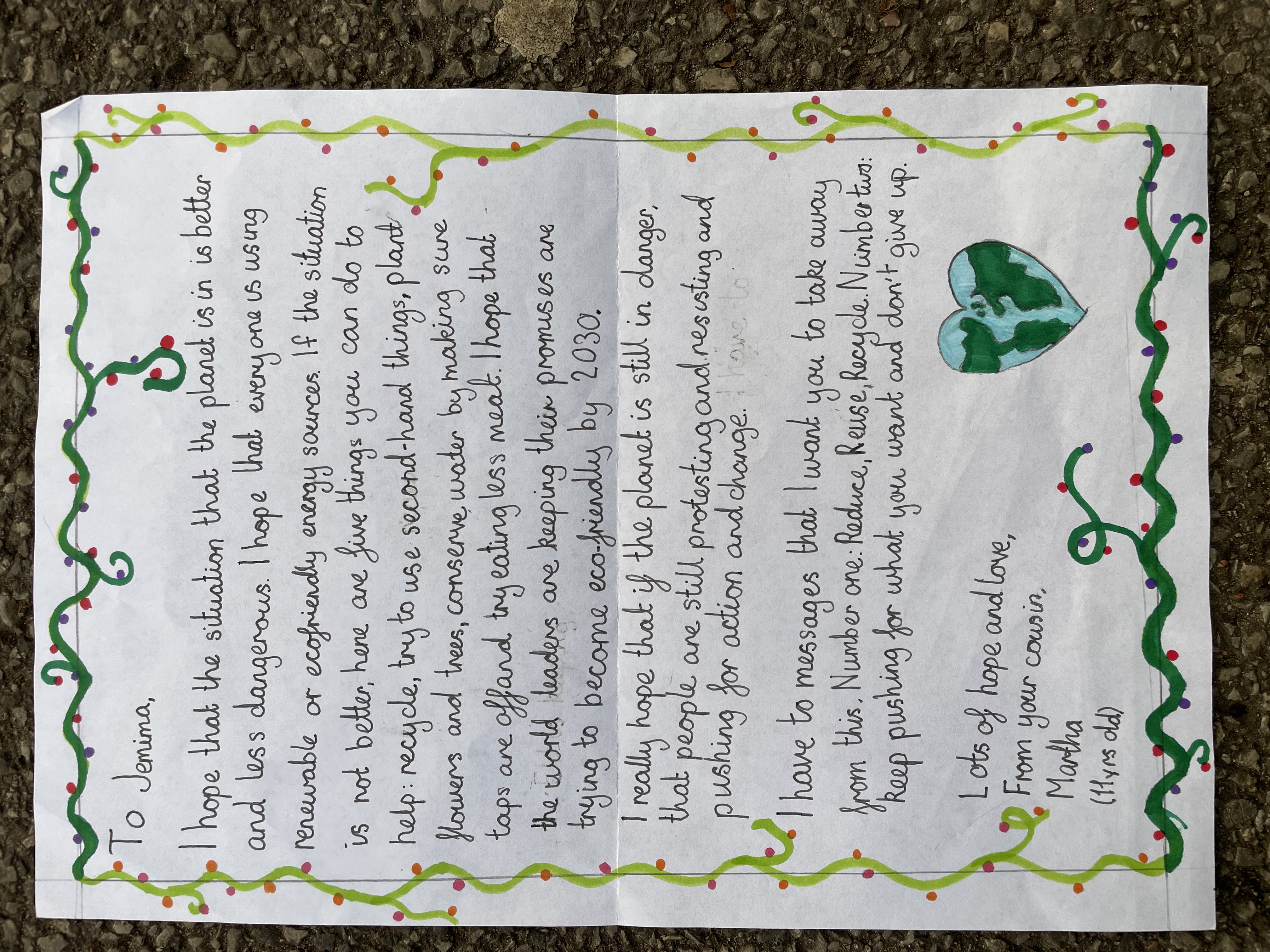 Calderstones school winning letter