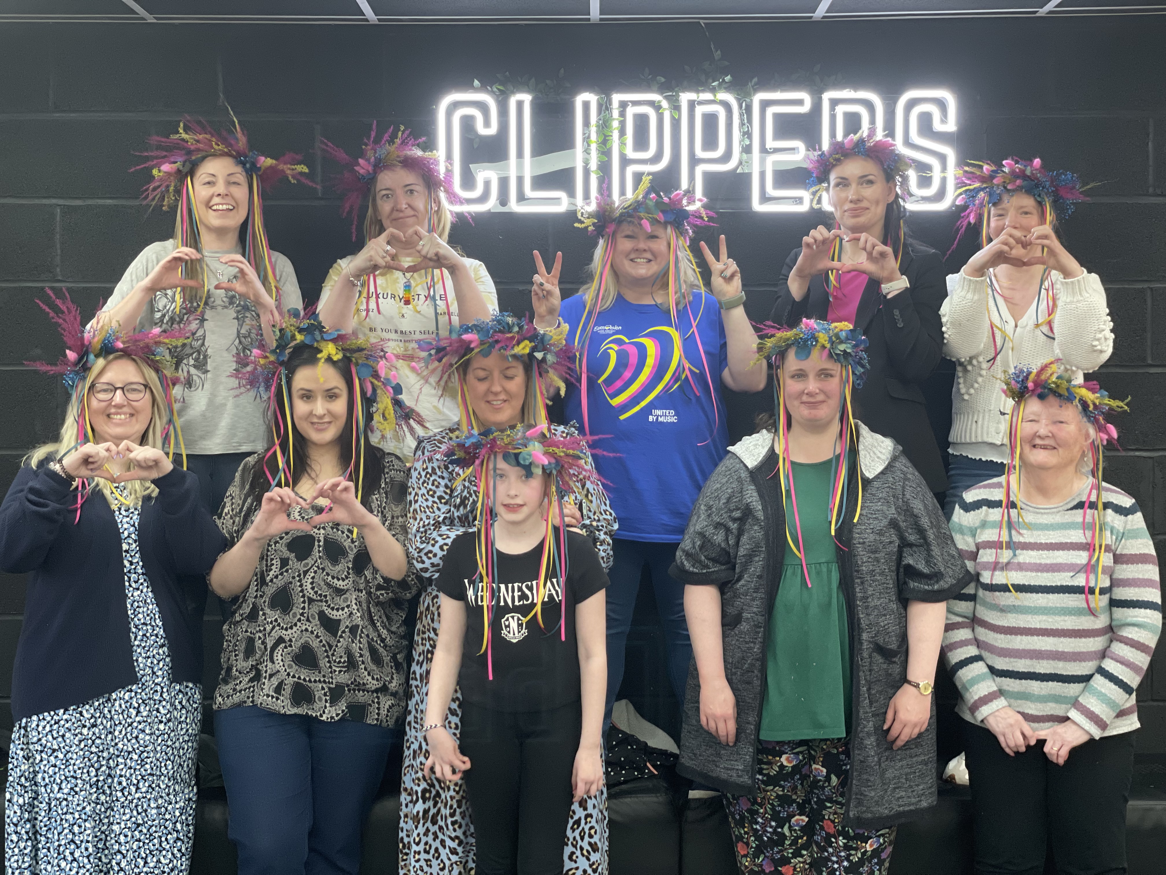 Some of the ladies from the Eurovision Flower Crown Workshop