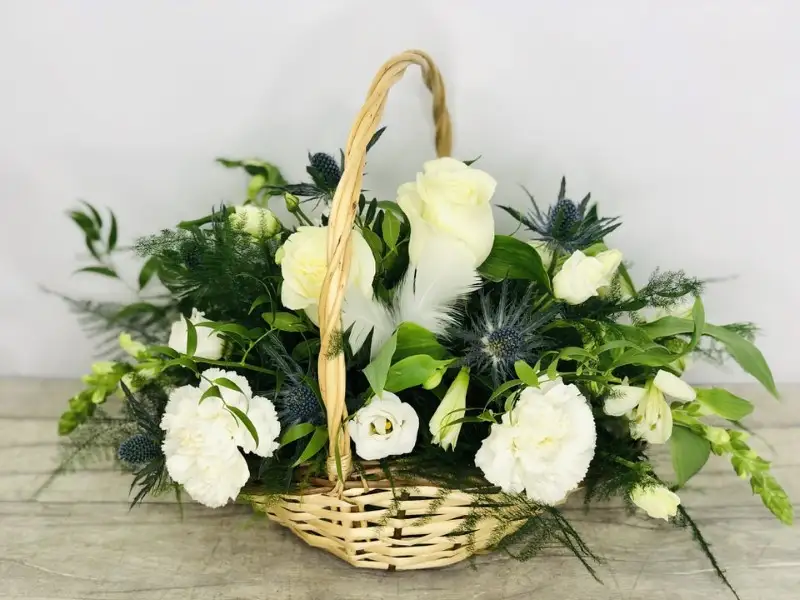 Amazing Grace Basket of White Flowers