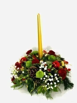 Captivating Christmas Red Green and Gold Centrepiece
