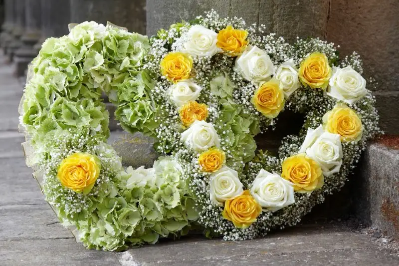Double Open Heart Yellow Green and White