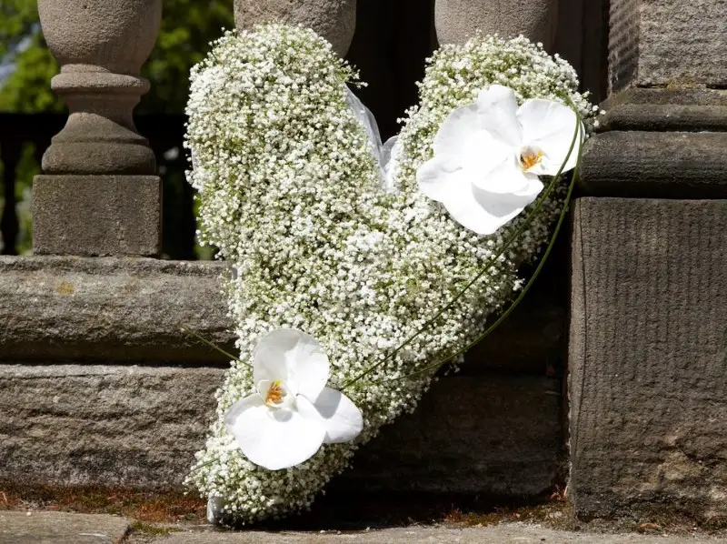 Funeral Heart Gypsophila and Orchid