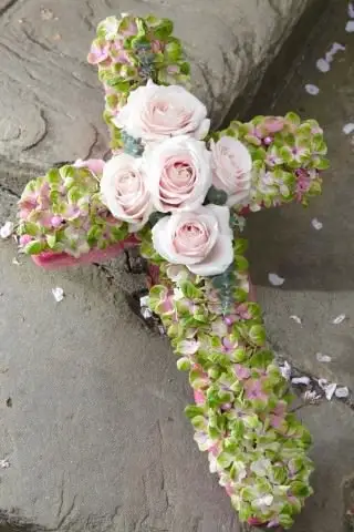 Hydrangea and Rose Funeral Cross
