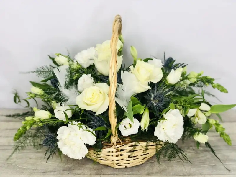 Large Amazing Grace Basket of White Flowers