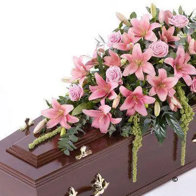 Lily and Rose Casket Spray - Pink Large