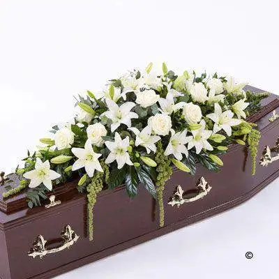 Lily and Rose Casket Spray - White