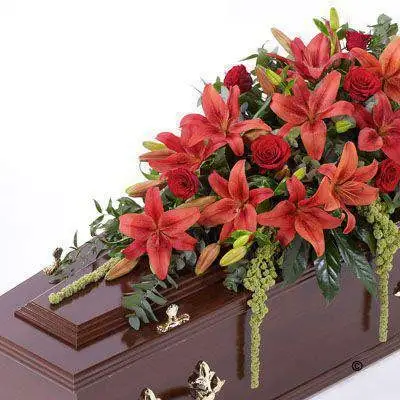 Lily and Rose Casket Spray - Red Extra Large