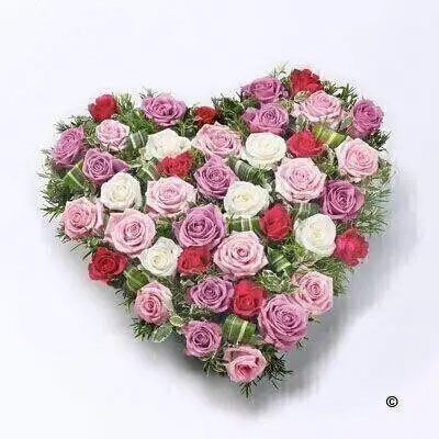 Mixed Rose Heart - Pink Red and White