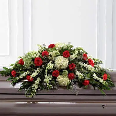 Mixed Casket Spray - Red and Green Extra Large