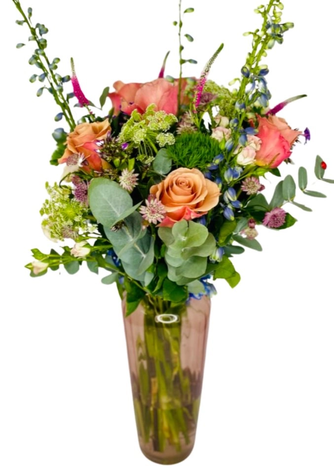 Mothers Day Peach Dreams Vase Of Flowers