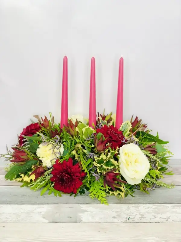 New Traditions Christmas Table Centrepiece with Candles