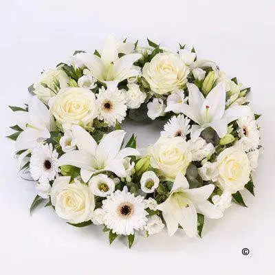 Rose and Lily Wreath - White Large