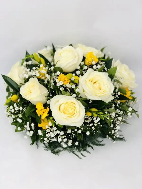 Rose and Freesia Yellow and White Posy (Standard)