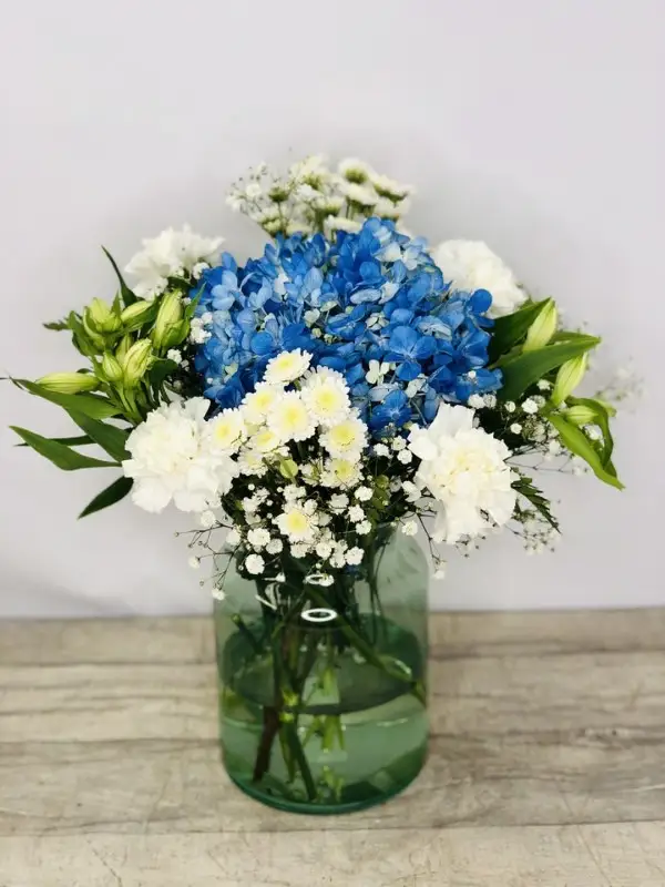 Sweet Dreams New Baby Vase of Blue Flowers