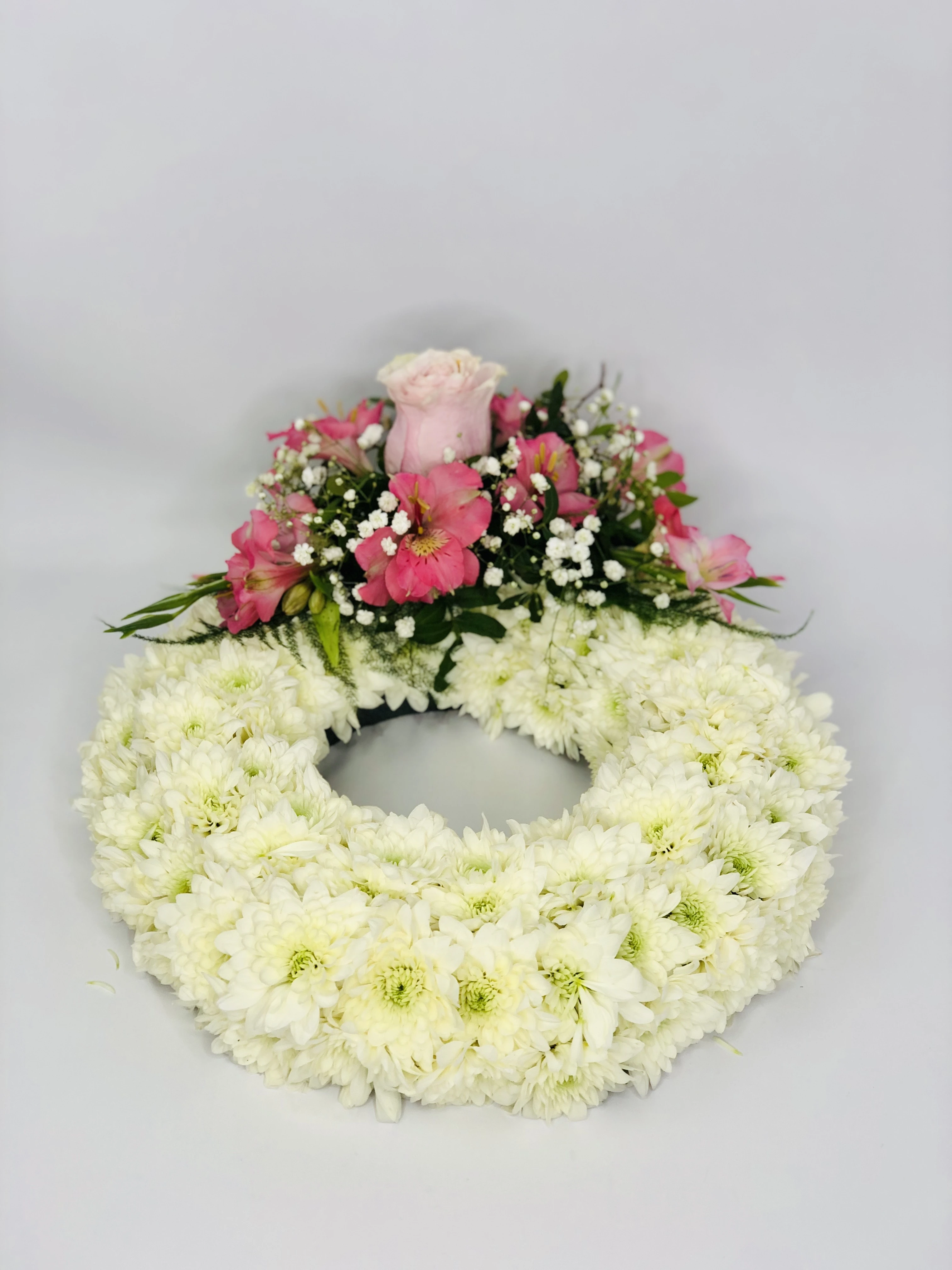 Traditional Wreath - White and Pink Extra Large