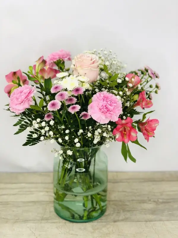 Treasured Memories New Baby Vase of Pink Flowers