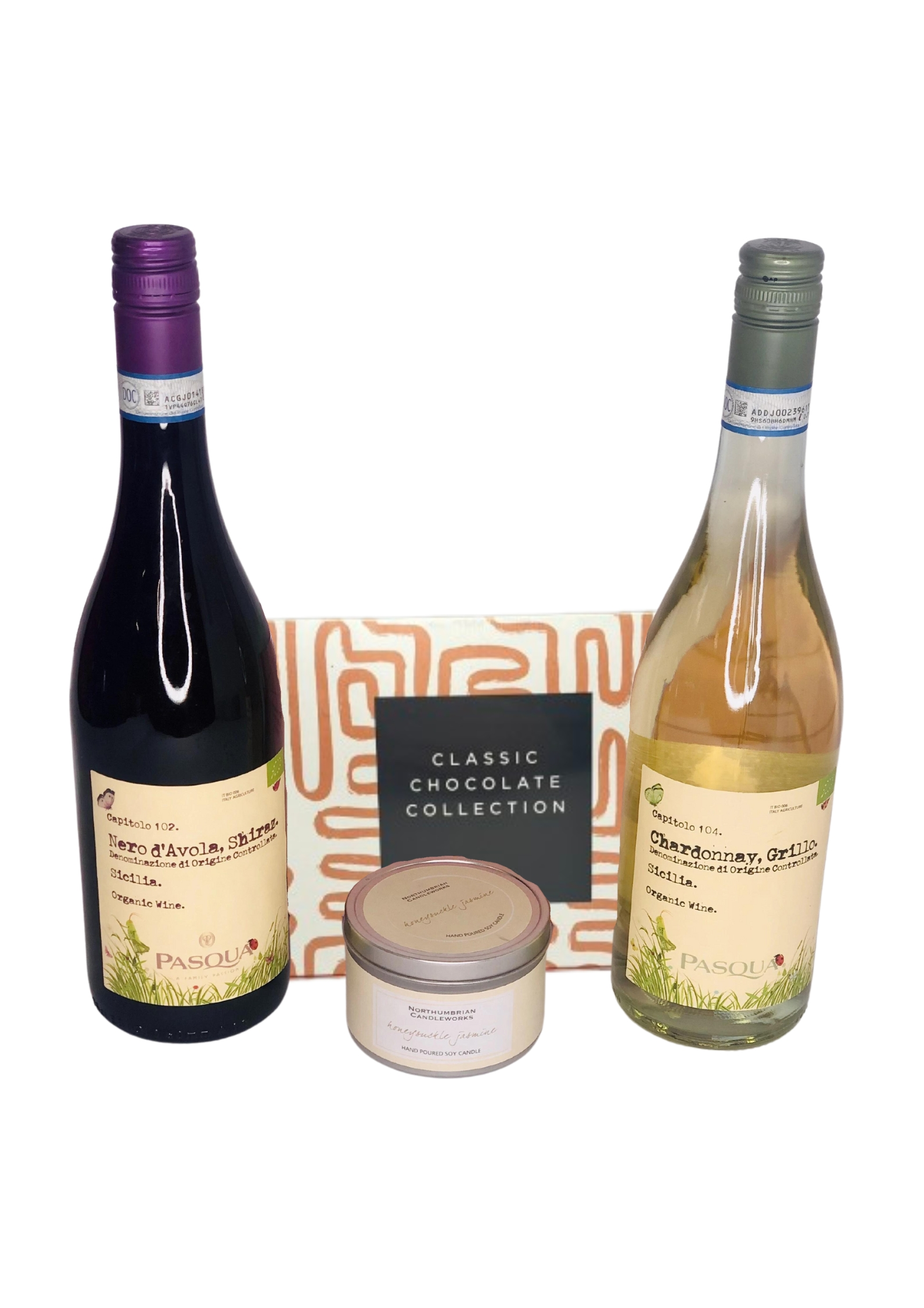 Treats for Two Gift Set - Wine Chocolates and Scented Candle