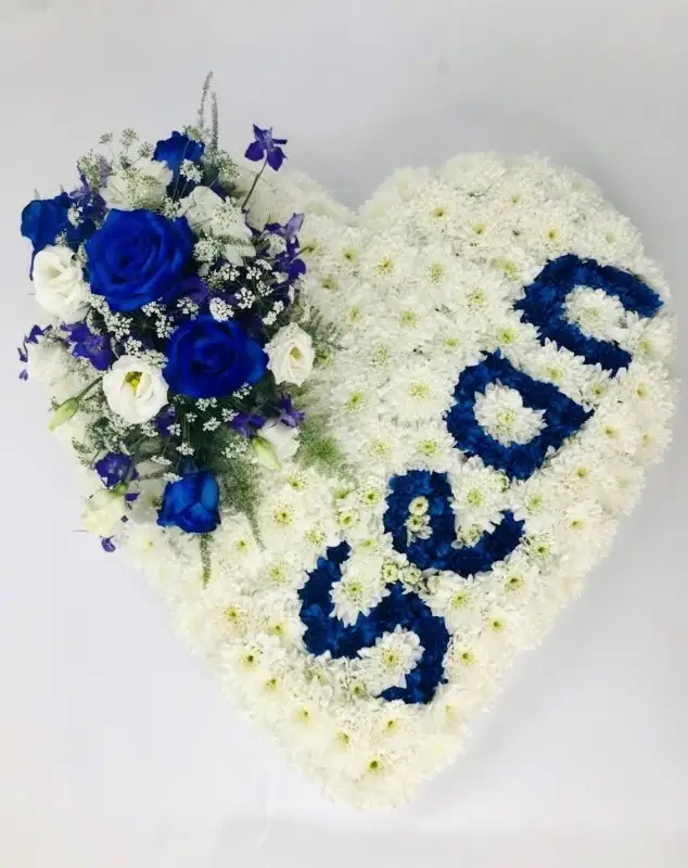 White Heart with Name Funeral Tribute