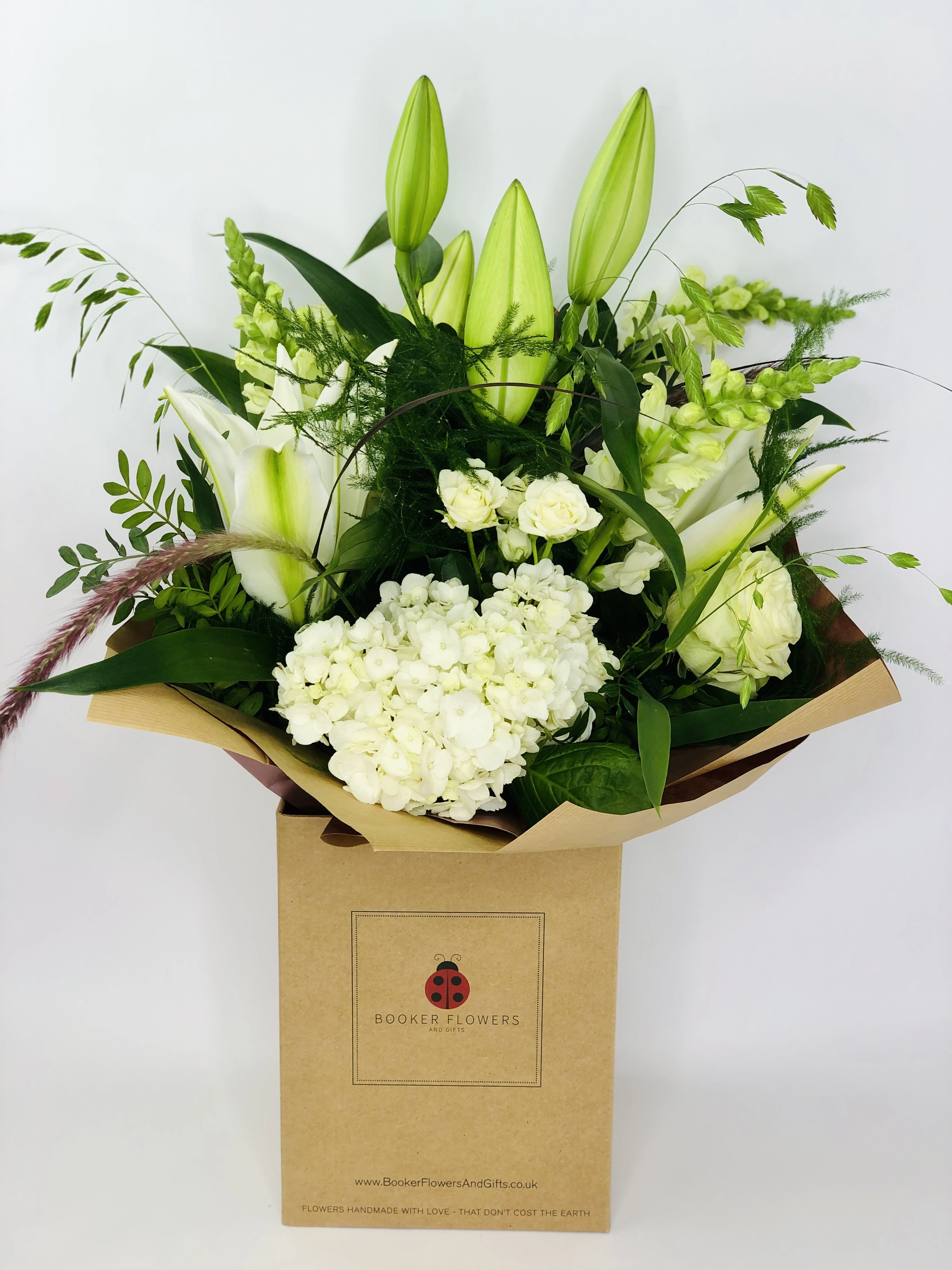 Wonderful White Rose Hydrangea and Lily Bouquet