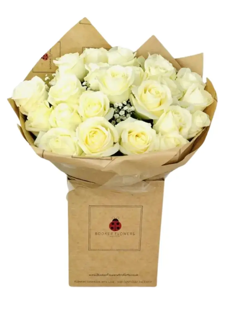 24 White Roses Handtied Bouquet 24 White Roses Handtied Bouquet