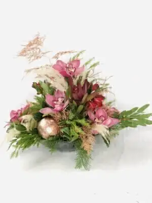 Bewitching Winter Pink and Gold Christmas Centrepiece