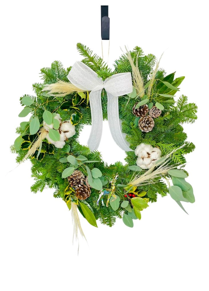 Blitzen Sleigh Ride white and green Christmas Wreath
