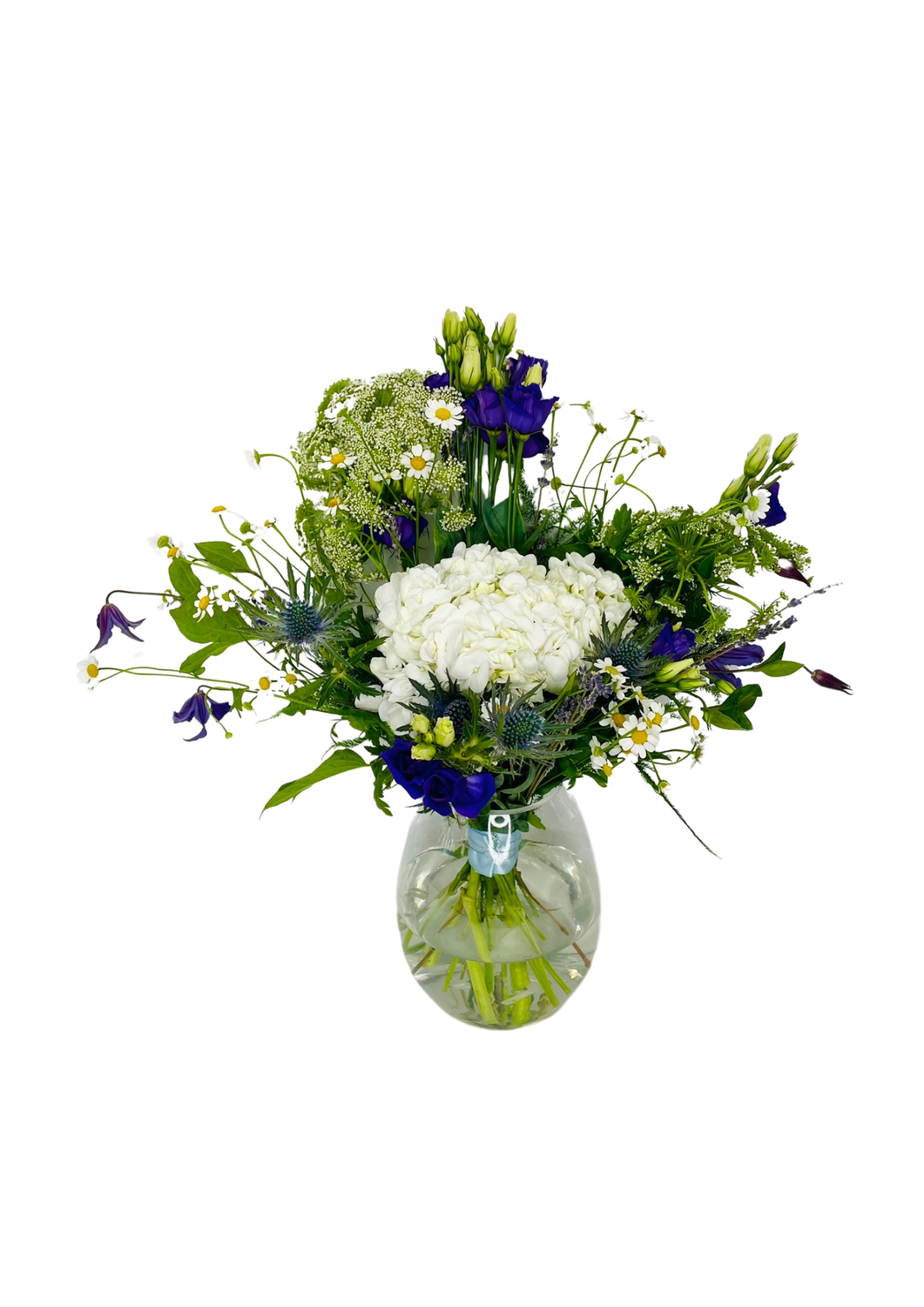 Blue Skies Vase of Blue and White Flowers