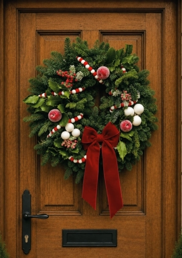 Candy Cane Real Christmas Wreath