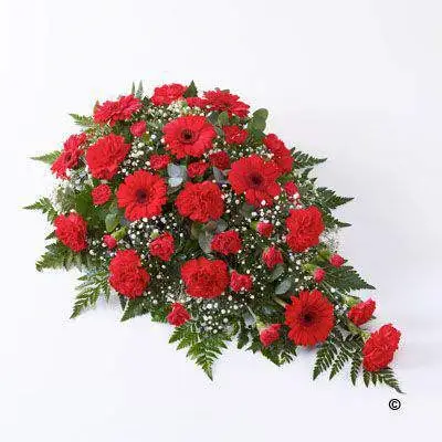 Carnation and Germini Teardrop Spray - Red Large