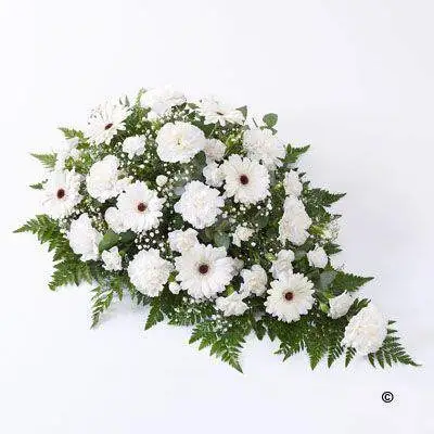 Carnation and Germini Teardrop Spray - White Large