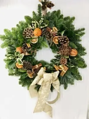 Christmas XL Holly Wreath for Door -Natural