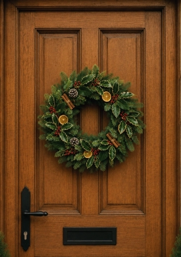 Classic Christmas Natural Holly Door Wreaths for Christmas