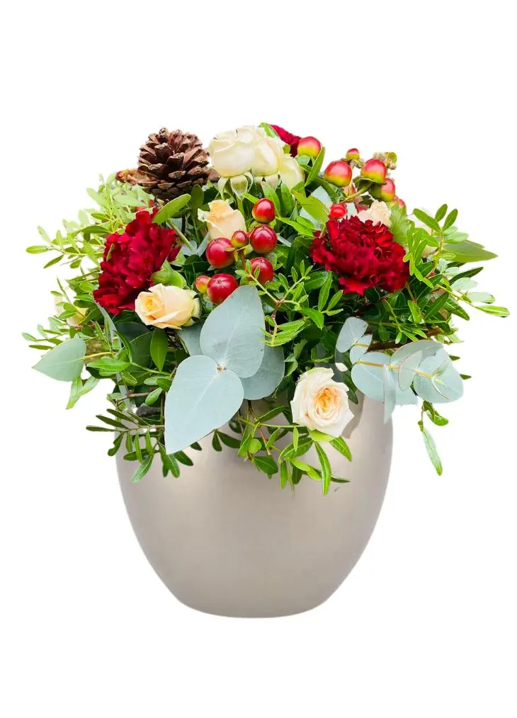 Classic Eucalyptus Christmas Floral Table Arrangement  Classic Eucalyptus Christmas Floral Table Arrangement