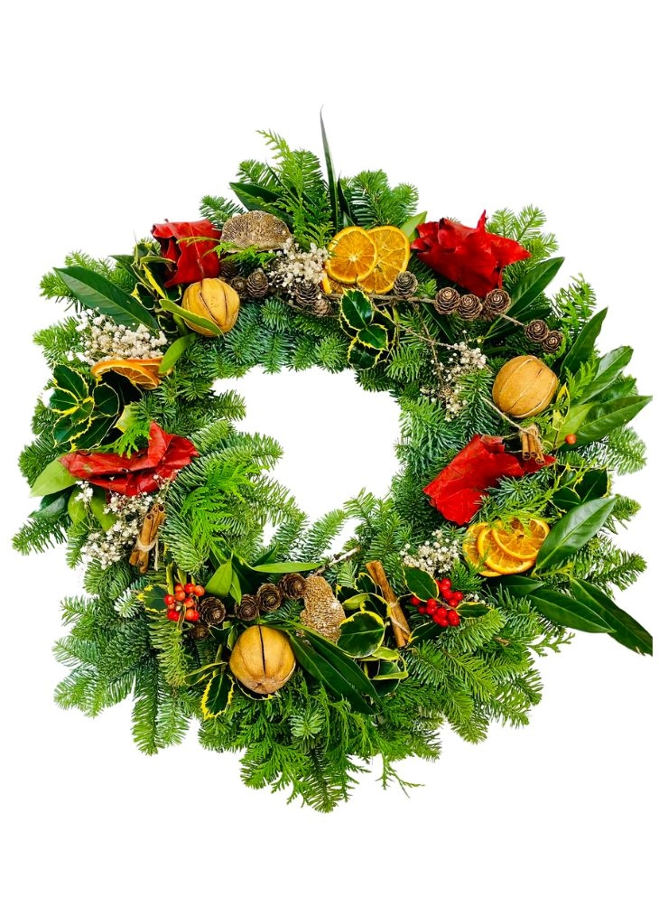 Festive Firelight Fresh and Dried Christmas Door wreath Festive Firelight Fresh and Dried Christmas Door wreath