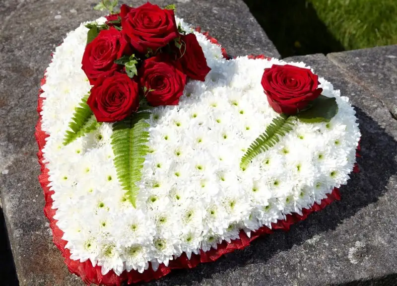Funeral Heart Red and White