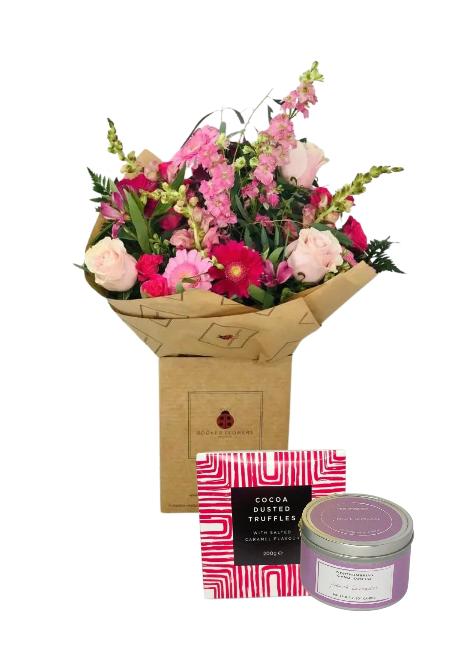 Happy Birthday Flowers Candle and Chocolates Happy Birthday Flowers Candle and Chocolates