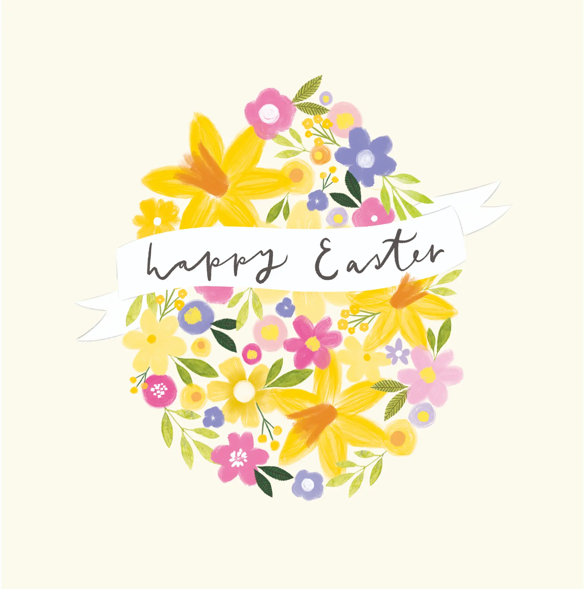 Happy Easter Card - Floral Easter Egg