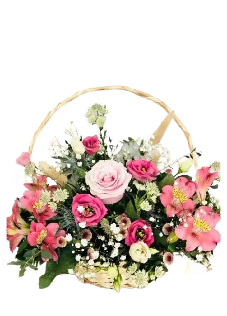 Happy Times Basket of Pink Flowers Happy Times Basket of Pink Flowers