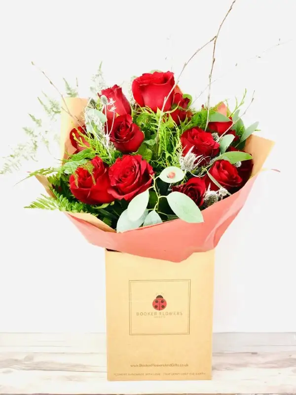 Large Merry and Bright Christmas Rose Hand Tied